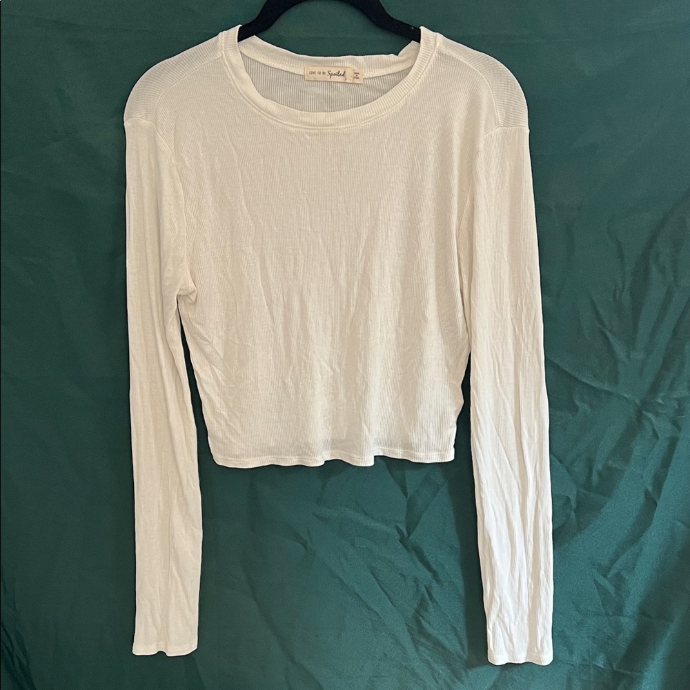 Free People Cream Long Sleeve Top